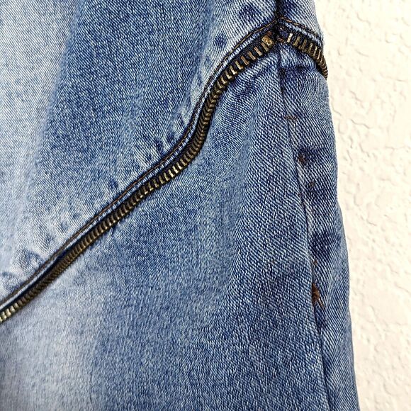 VTG 90s Y2K Mid-Rise Embroidered Floral Overlap Zipper Flare Crop Jeans Denim 30 - Picture 9 of 12